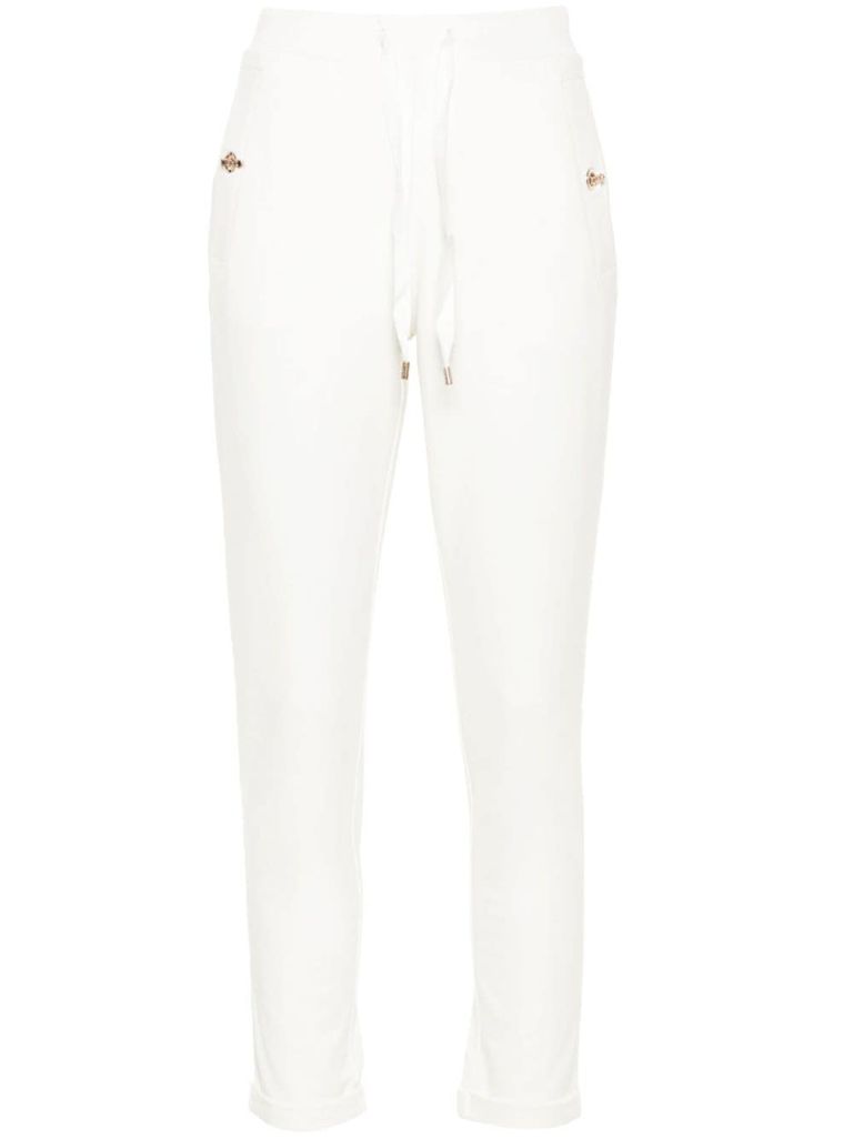 Shop Liu •jo Cotton Sweatpants In White