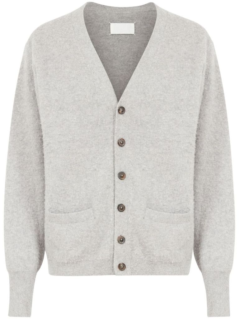 Shop Maison Margiela Cashmere Cardigan With Pockets In Grey