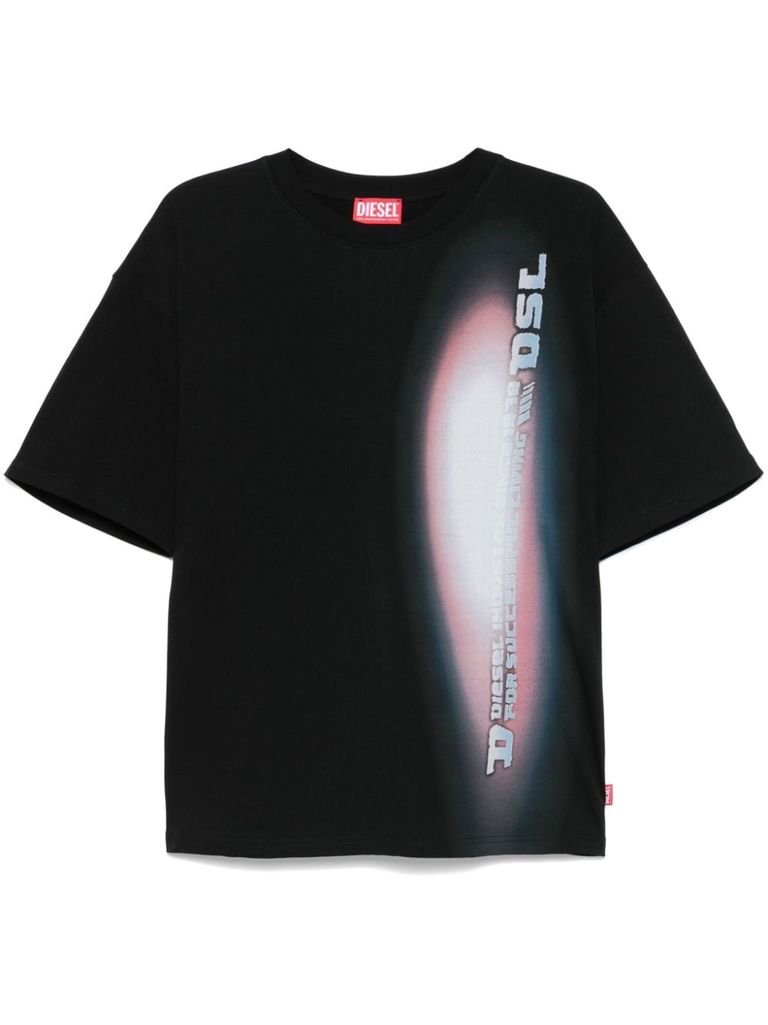 Shop Diesel T-archie Cotton T-shirt With Print In Black