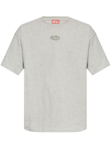 DIESEL - T-shirt in cotone grigio con logo