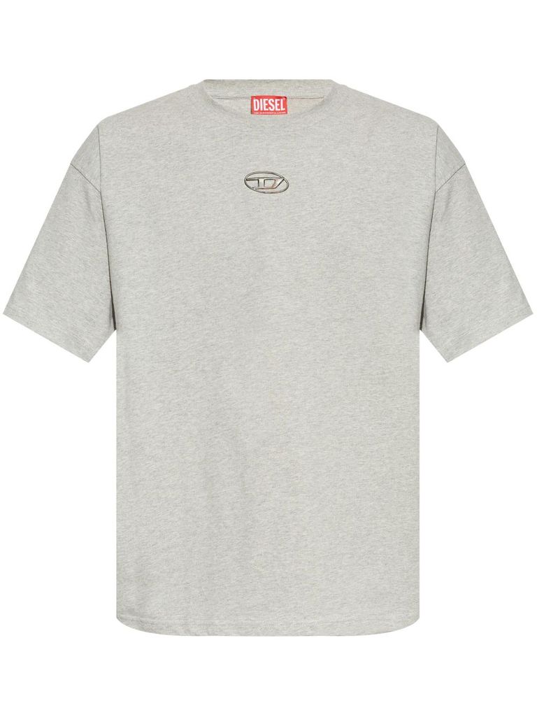 Shop Diesel Gray Cotton T-shirt With Logo In Grey