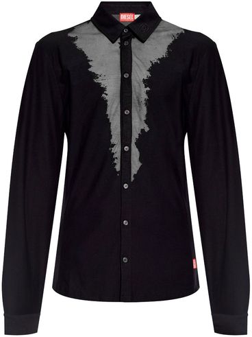 DIESEL - S-Sun-Plain semi-sheer cotton shirt