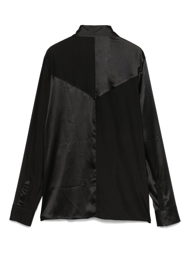 Shop Xacus Diamante Silk Shirt In Black