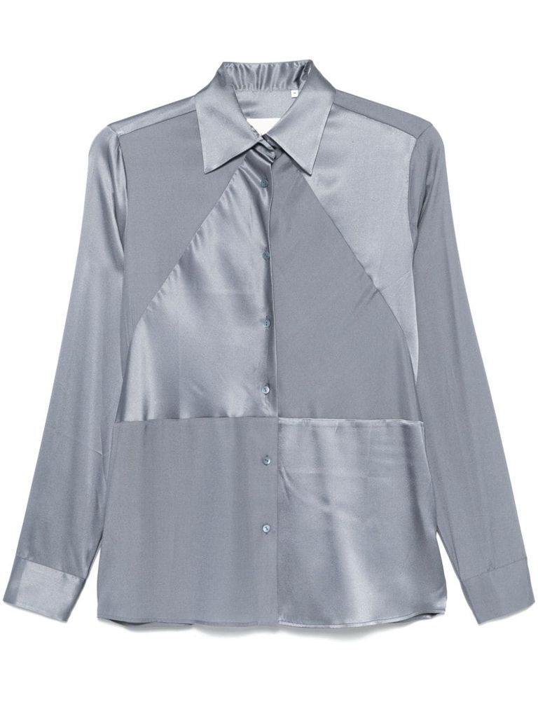 Shop Xacus Diamante Silk Shirt In Grey