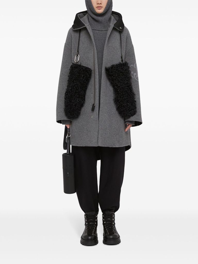 コート JIL SANDER Grey Wool Parka Wool parka with hood