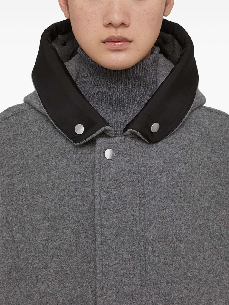 コート JIL SANDER Grey Wool Parka Wool parka with hood