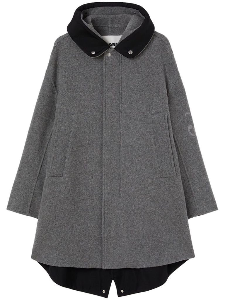 コート JIL SANDER Grey Wool Parka Wool parka with hood