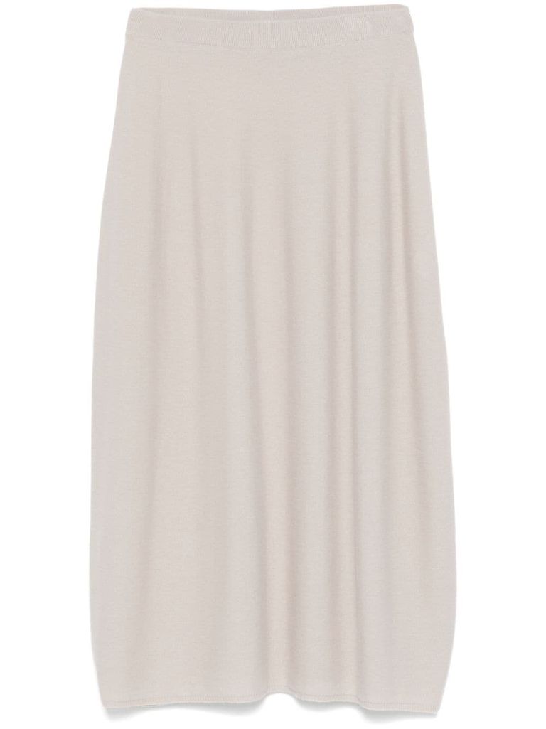 Shop Antonelli Midi Skirt In Wool And Cashmere In Beige