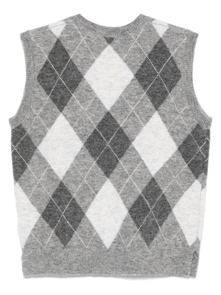 Shop Mc2 Saint Barth Joey Vest In Diamond-patterned Wool In White