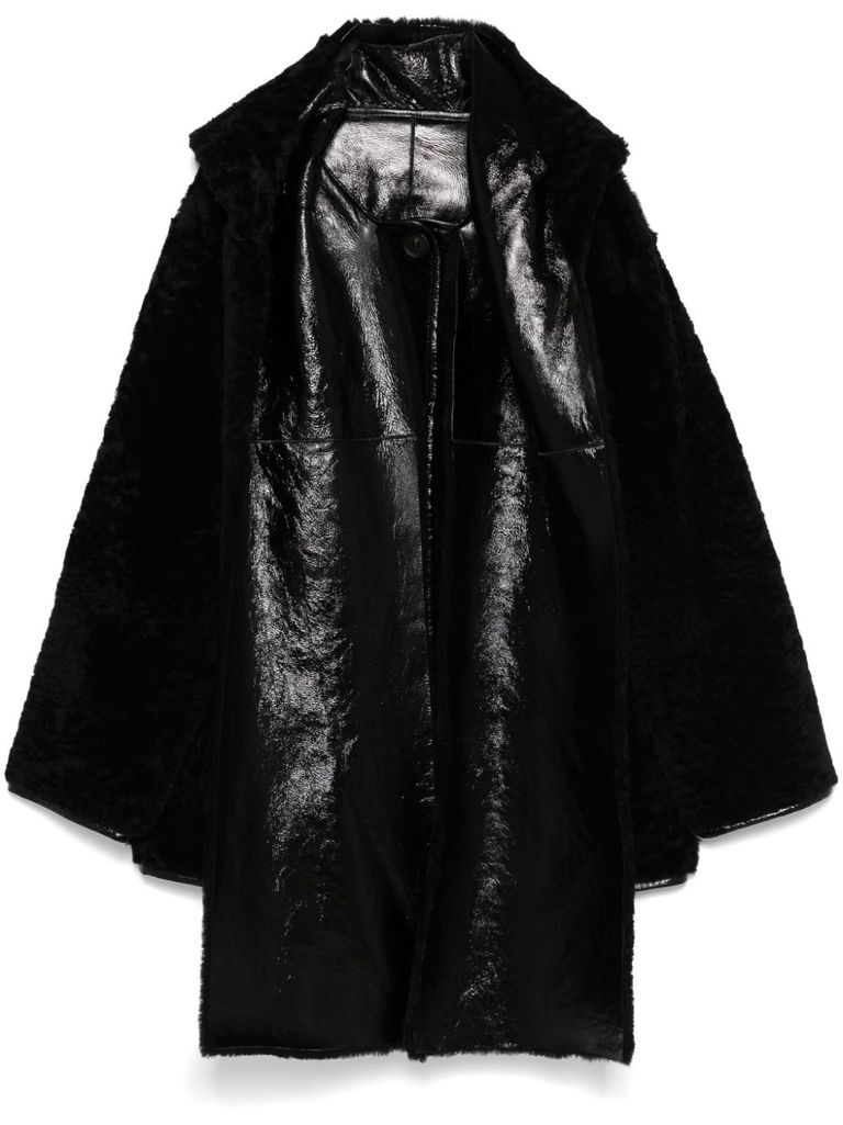 Shop Alberta Ferretti Short Reversible Coat In Black