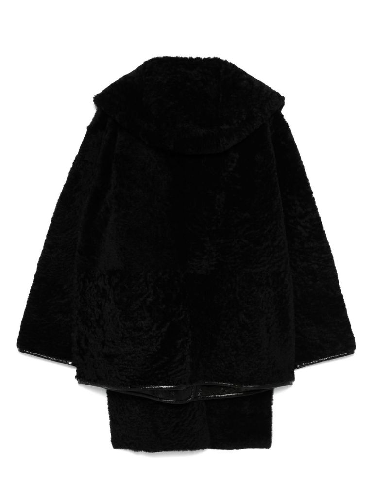 Shop Alberta Ferretti Short Reversible Coat In Black