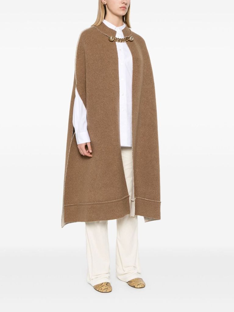 【stella-mccartney】Mantella in lana vergine e cashmere Mantella in lana con catena