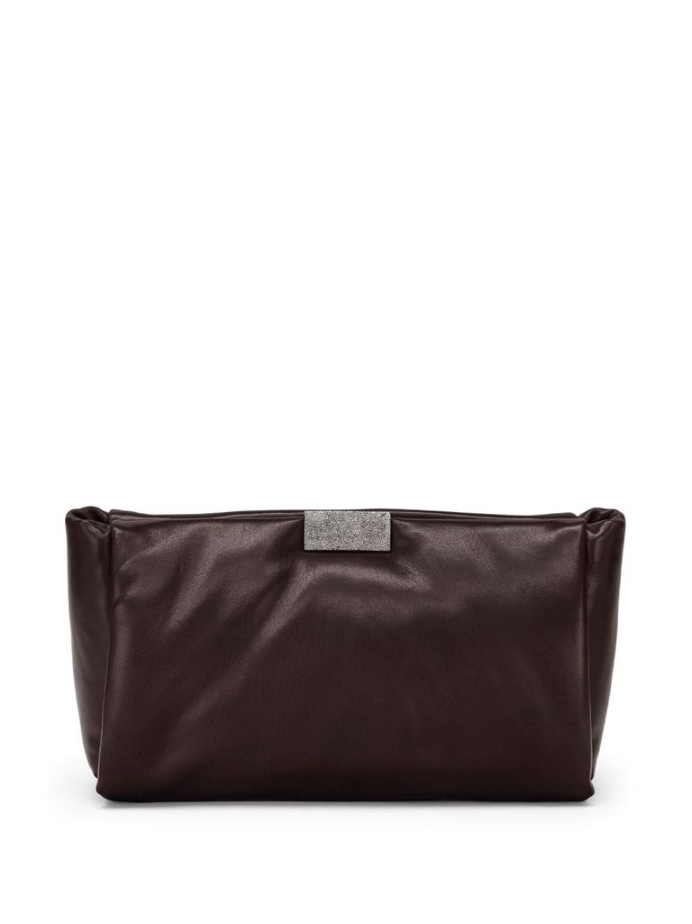 Shop Brunello Cucinelli Leather Clutch In Brown