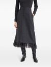 brunello cucinelli - Long wool skirt with feathers - 3