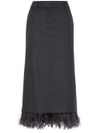 brunello cucinelli - Long wool skirt with feathers