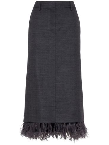 BRUNELLO CUCINELLI - Long wool skirt with feathers