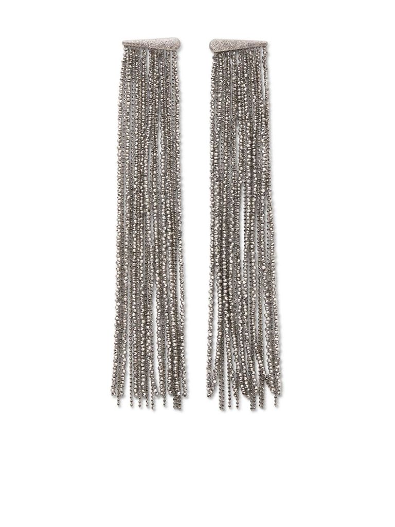 Shop Brunello Cucinelli Monili Chain Earrings In Silver