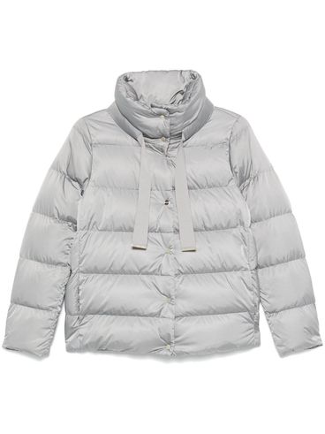 Short quilted puffer jacket with high collar