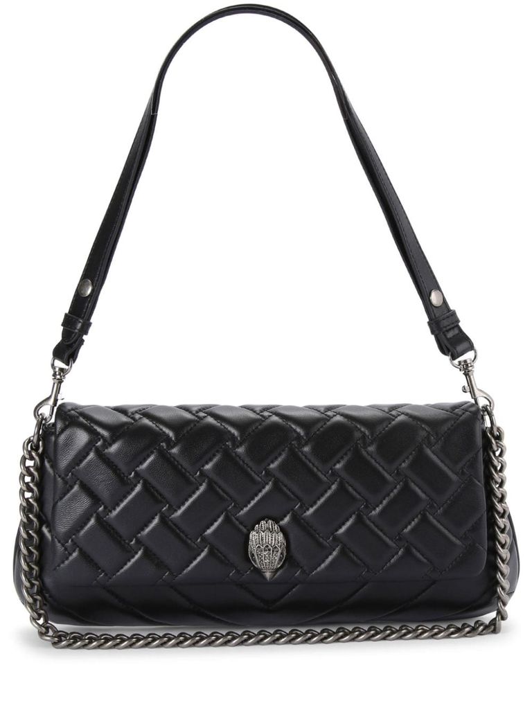 Shop Kurt Geiger Kensington Quilted Leather Shoulder Bag In Black