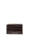 Crocodile-effect leather cardholder