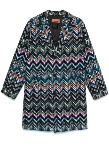 MISSONI - Long single-breasted coat with zigzag pattern