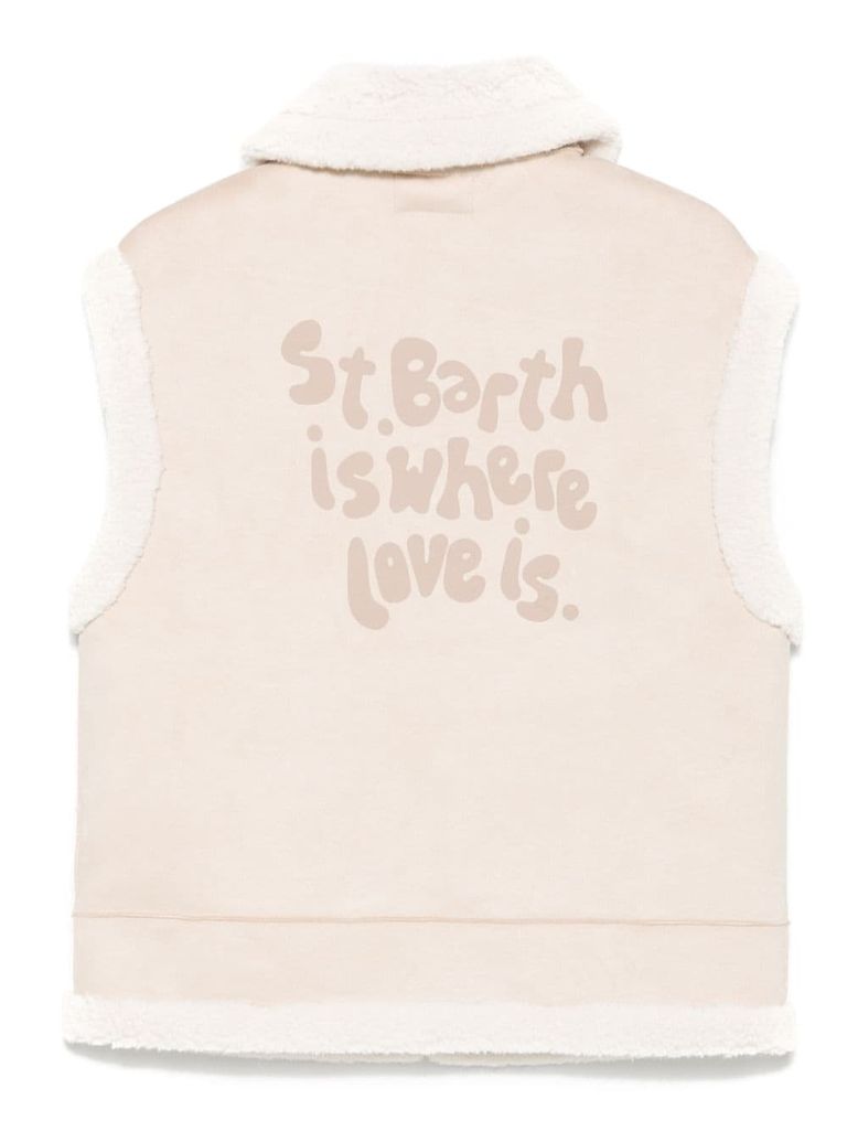 Shop Mc2 Saint Barth Hesketh Vest With Fur In Beige