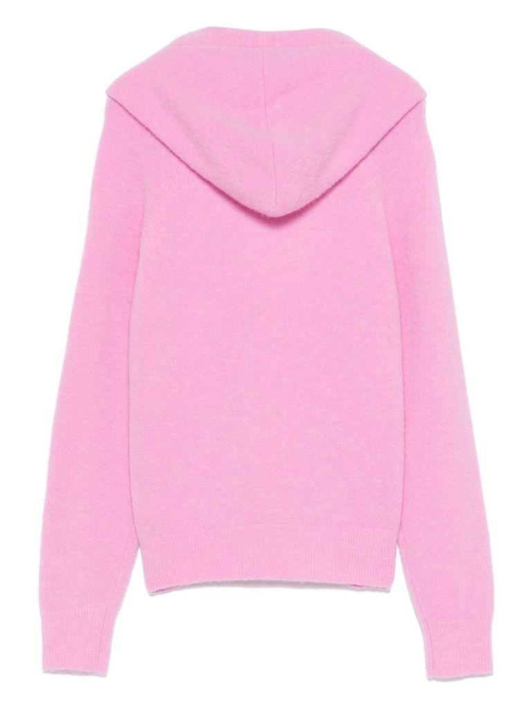 Shop Mc2 Saint Barth Elide Wool Sweater With Hood In Pink