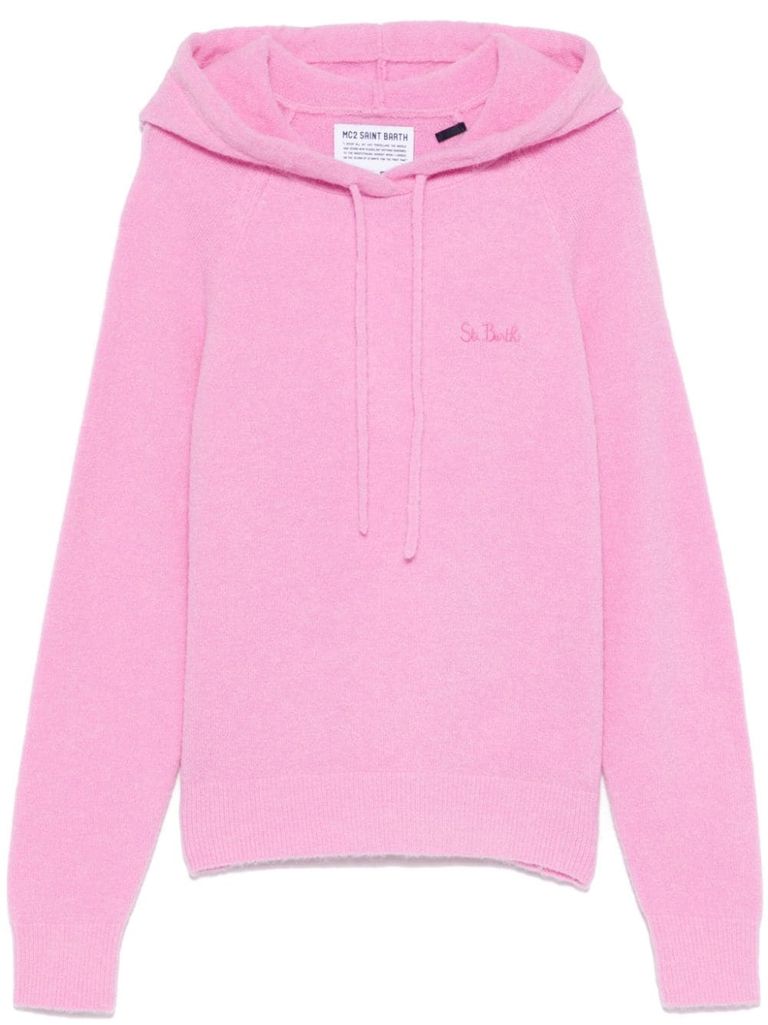 Shop Mc2 Saint Barth Elide Wool Sweater With Hood In Pink