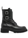 Wayan leather combat boots with buckles