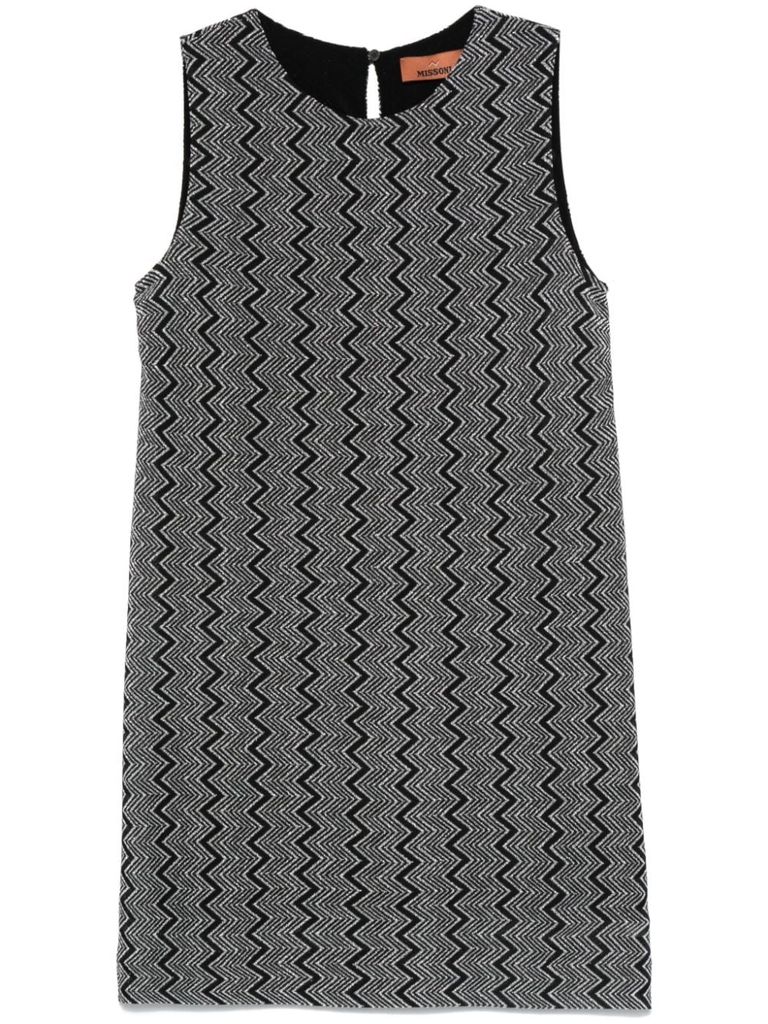 Shop Missoni Short Sleeveless Dress With Zigzag Pattern In Black