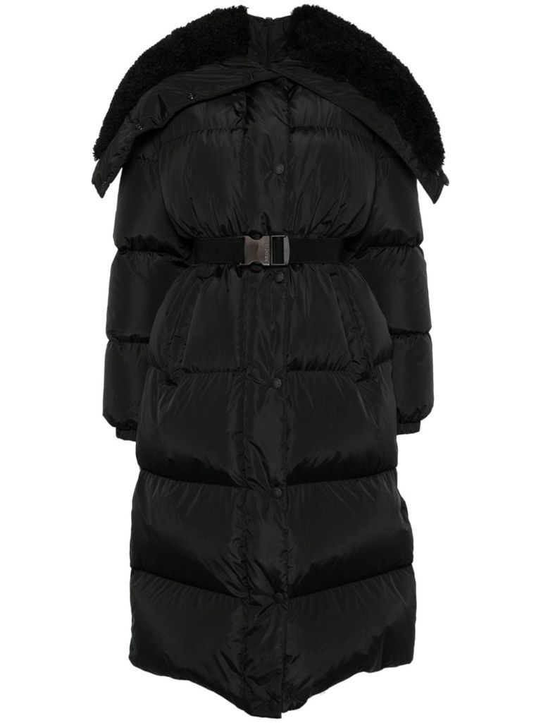 Shop Moncler Bruneaux Long Puffer Coat With Belt In Black