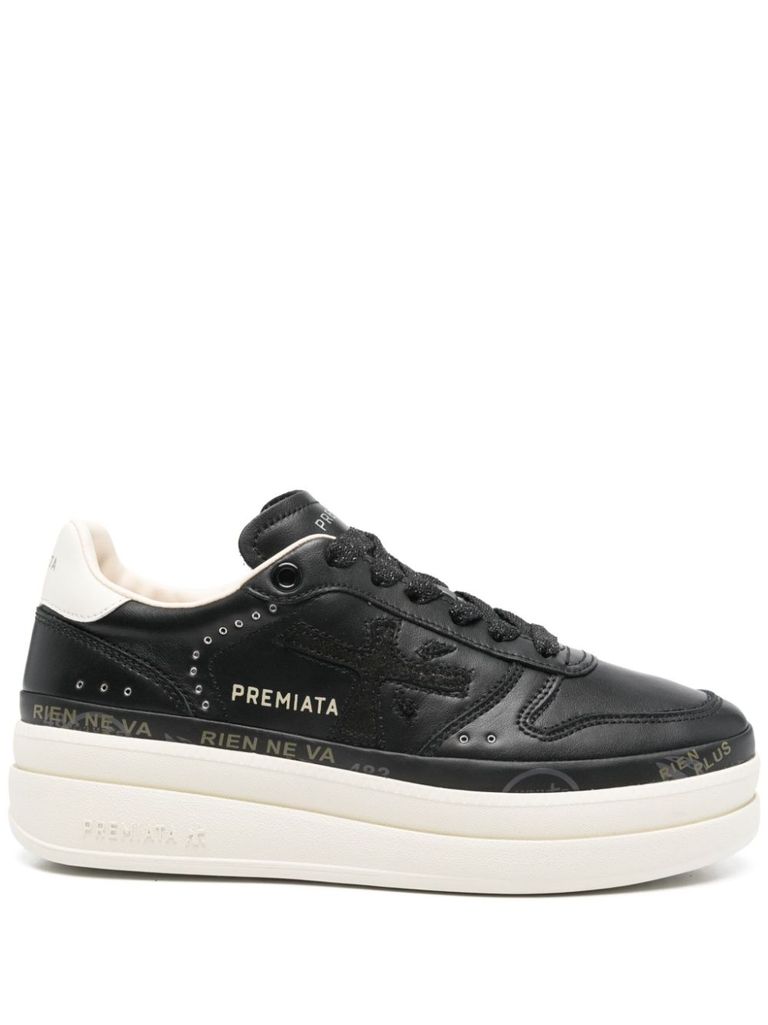 Shop Premiata Micol 7014 Platform Sneakers In Leather In Black