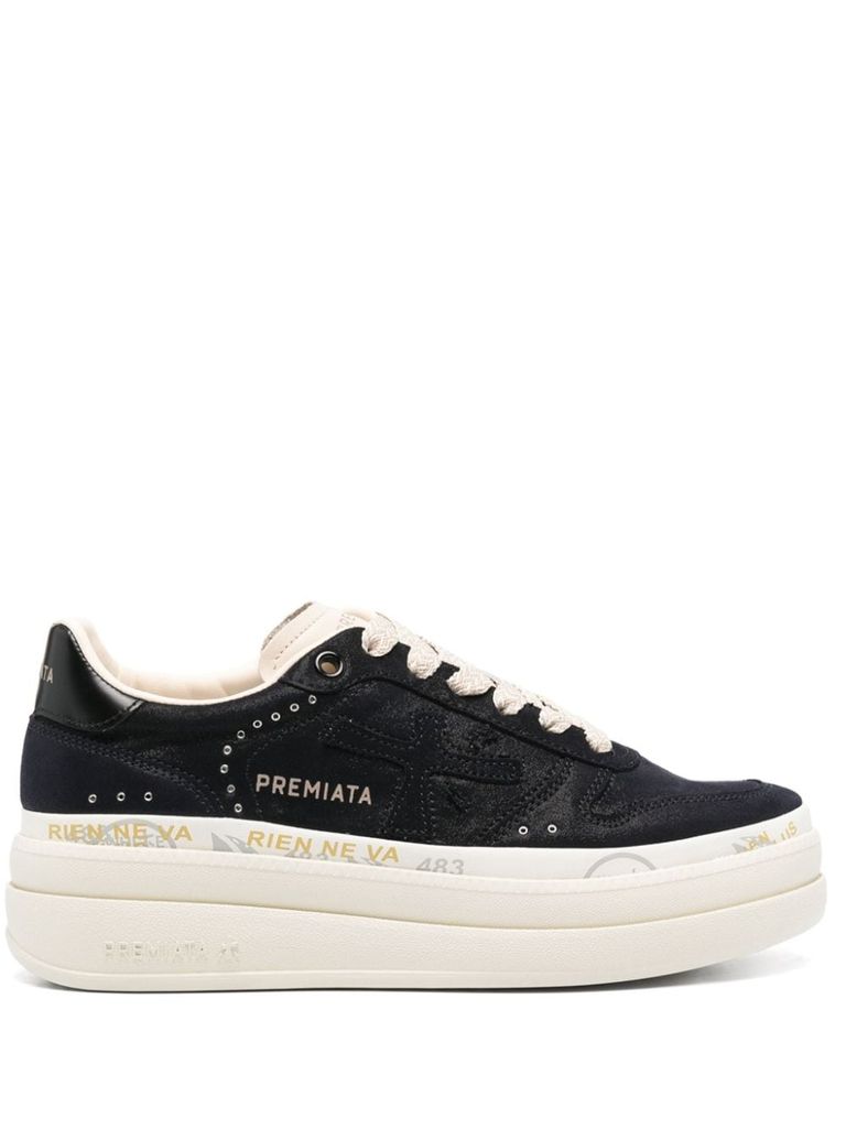 Shop Premiata Micol 7013 Platform Sneakers In Leather In Blue