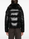 Short black Moma puffer jacket with fur