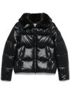 Short black Moma puffer jacket with fur