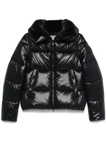 Short black Moma puffer jacket with fur