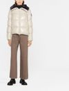 Short beige Moma puffer jacket with fur