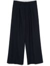 Wide-leg houndstooth wool pants