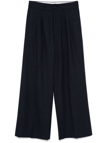 Wide-leg houndstooth wool pants