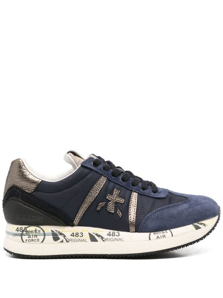 Shop Premiata Conny 6981 Sneakers In Leather In Blue