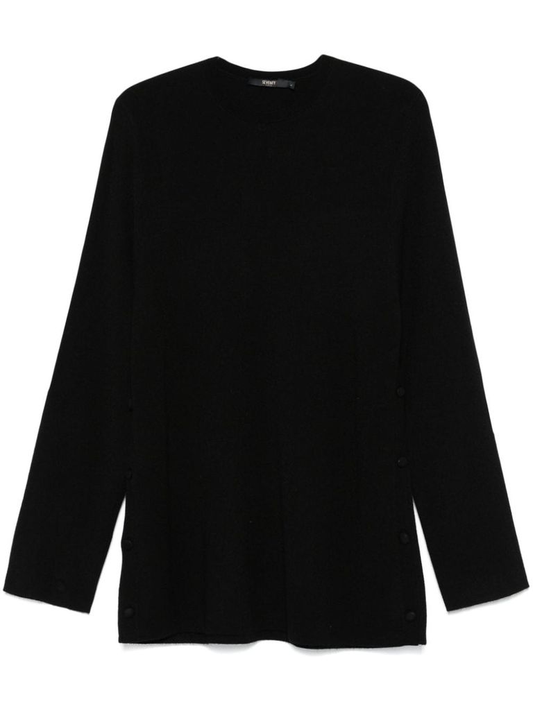 Shop Seventy Wool Sweater With Buttons In Black