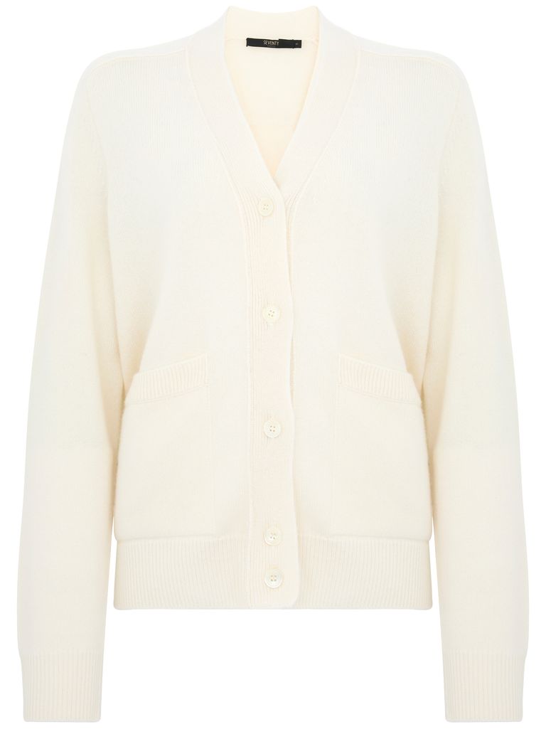 Shop Seventy Wool And Cashmere Cardigan With Pockets In White