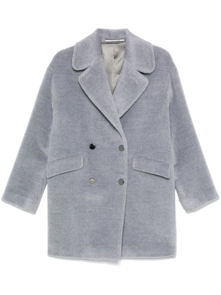 Shop Tagliatore Long Ariane Coat In Wool In Grey