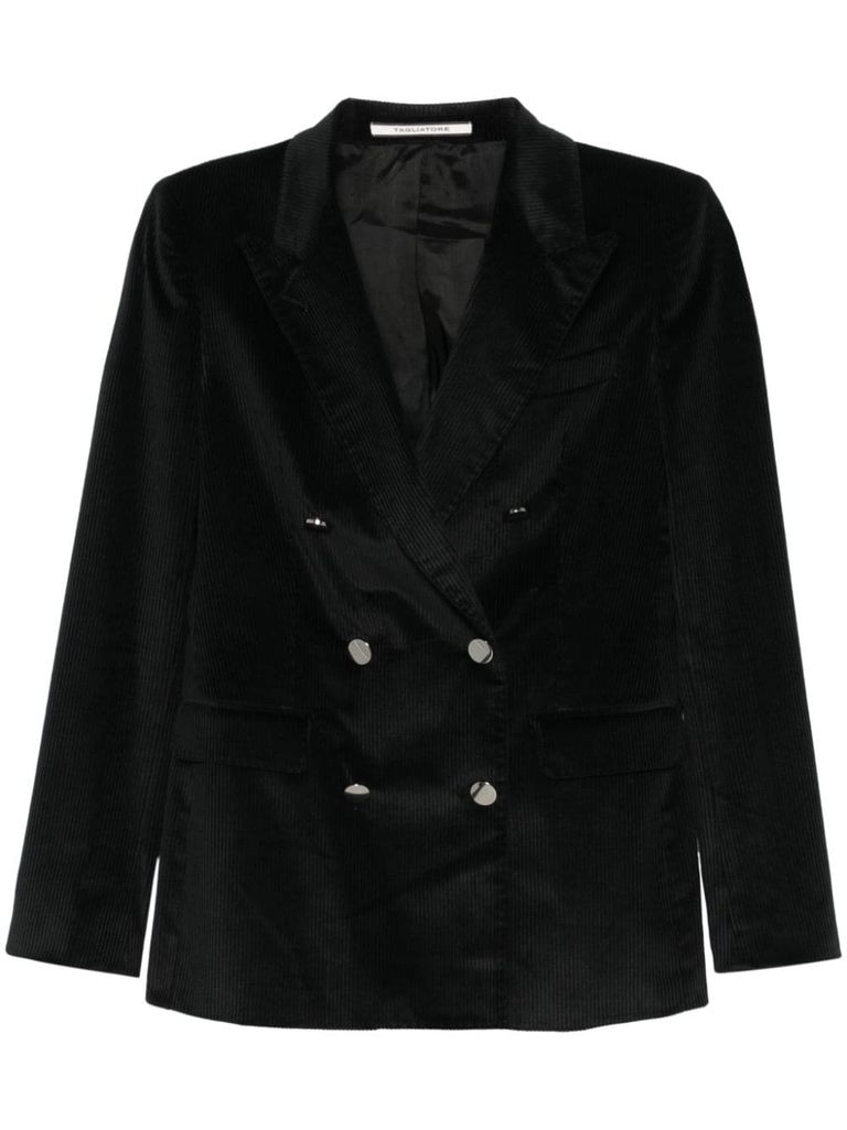 Tagliatore Black Double-breasted Cotton Parigi Blazer