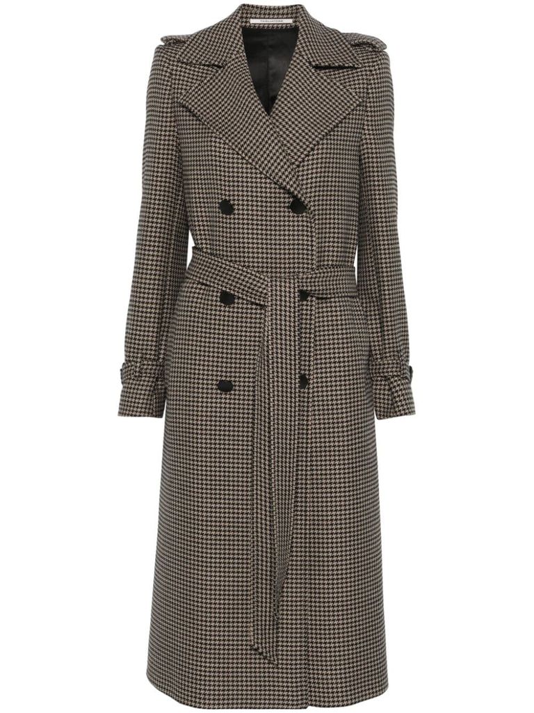 Shop Tagliatore Long Luanne Coat In Wool With Belt In Multicolour