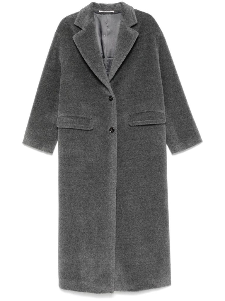 Shop Tagliatore Long Carine Coat In Wool In Grey