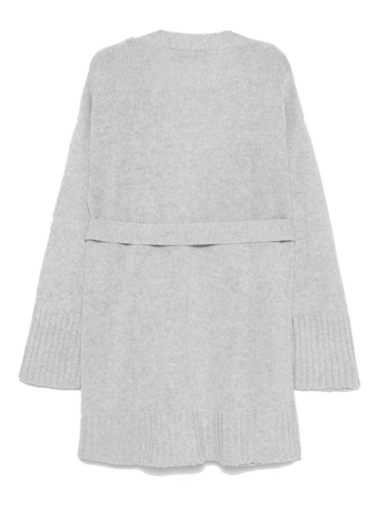 Shop Wild Cashmere Karla Cardigan In Wool And Cashmere With Belt. In Grey