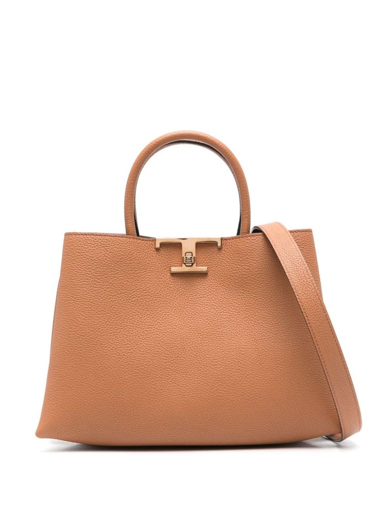 Shop Tod's T Timeless Leather Tote Bag. In Beige