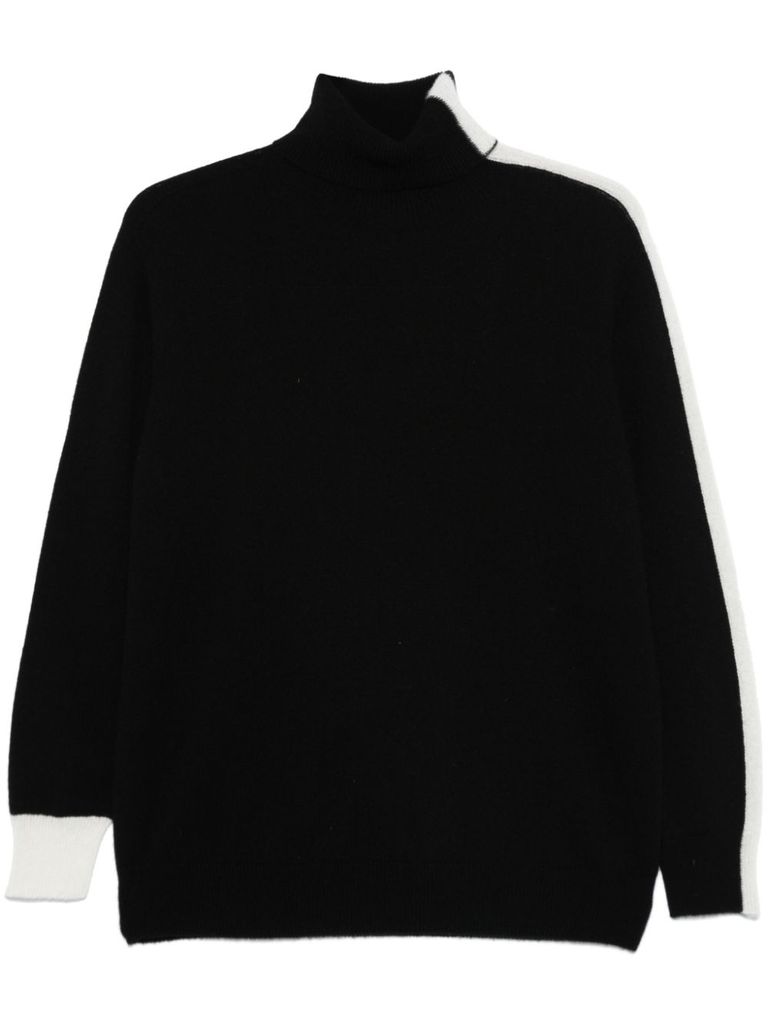 Vanisé Marlene Cashmere Sweater With A Stripe In Black