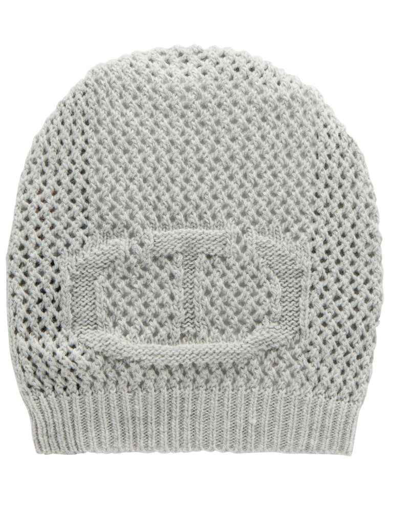 Twinset Grey Knitted Wool Hat